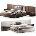 Modern Double Bed Designs With Light Gray And Brown Headboards Nightstands Pillows And Blankets
