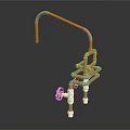 Copper Piping System With Curved Design White Fittings And Industrial Components