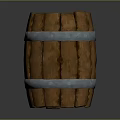 Wooden Barrel Structure With Rustic Wooden Staves And Metal Hoops With Rivets