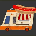 Orange And White Hot Dog Food Truck With Solar Panels And Striped Awning