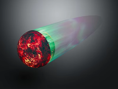 Vibrant Red And Green Glowing Sphere With Dynamic Light Streaks On Dark Background 3d model