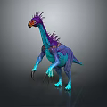 Unique Dinosaur Like Fantasy Creature In Purple Blue With Crest And Long Claws