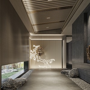 New Chinese Hotel Entrance Aisle 3d model