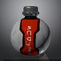 White And Red Acid Bottle Featuring Silver Cap And Label Design