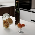 Ornaments Combination Kitchen Ornaments Wine Bottle Cup Fruit Plate 3d model