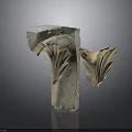 Carved Stone Architectural Decorative Sculpture With Leaf Design And Gold Accent