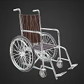 Standard Manual Wheelchair With Metal Frame Brown Seat And Large Wheels