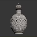 Elegant Silver Carved Bottle With Intricate Floral Patterns For Decorative Household Use