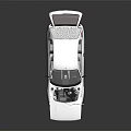 Detailed White Car Model With Open Hood Trunk And Brown Interior Seats