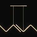 Modern Geometric Chandeliers With Hanging Illuminated Curved Zigzag And Linear Design Shapes