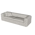 Light Beige Multi Person Sofa With Tufted Diamond Pattern And Cushions On Marble Floor 3d model