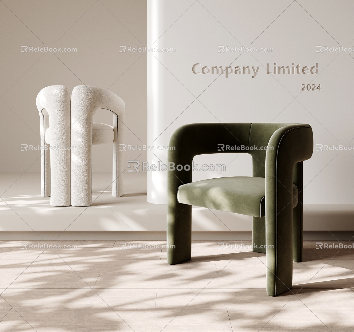 Cream wind single chair 3d model