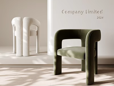 Elegant Modern Single Chair Velvet Green Upholstered With Textured White Minimalist Background Natural Light Shadow 3d model