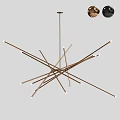 Modern Metallic Chandelier With Intersecting Rods And White Accent Details 3d model