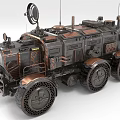 Heavy Duty Industrial Utility Vehicle With Large Wheels Metal Structure And Copper Accents