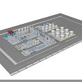 Advanced Industrial Equipment In Plant With Storage Tanks Pipes Robotic Arm And Platforms
