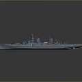 Detailed Modern Warship 3D Model Featuring Large Deck Turrets Radar Systems And Gray Hull