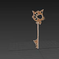 Golden Key Shaped Jewelry With Unique Cat Face Design And Decorative Details