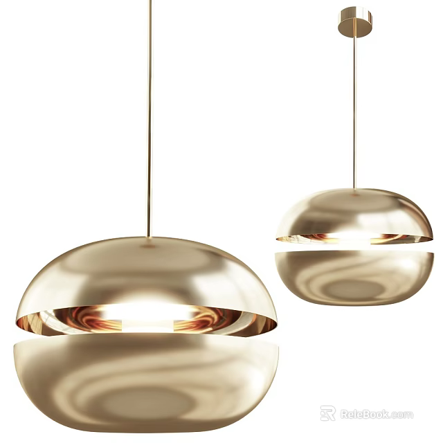 Elegant Modern Gold Metallic Pendant Lights With Spherical Design For Living Room 3d model 
