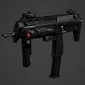 Modern Black Submachine Gun With Red Light Muzzle Tactical Grip And Picatinny Rail 3d model