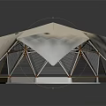 Modern Outdoor Leisure Furniture With Octagonal Structure White Canopy Crossed Frame And Gray Base