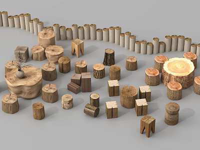 Modern Other Stool Modern Stakes Table Stool Stakes Stool Stool Stump Seats Old Wood Stump Fence 3d model
