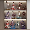 Anime Collectible Figurines Displayed On Shelves With Various Characters And Detailed Designs