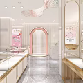 Elegant Luxury Jewelry Store Interior With Glass Display Cases And Starry Ceiling Design