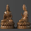 Traditional Seated Guanyin Bronze Sculpture With Intricate Details And Lotus Base