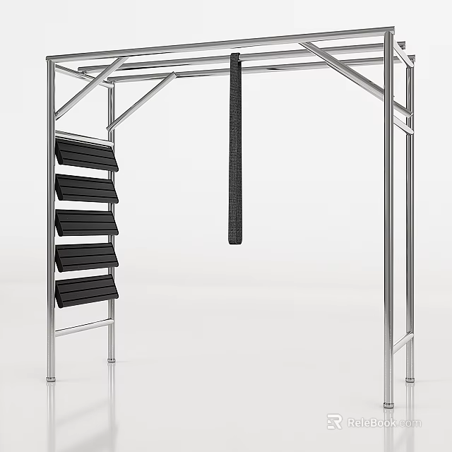 Metal Standing Clothes Hanger Rack With Open Frame And Black Storage Shelves 3d model