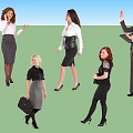 Professional Women In Business Attire With Diverse Poses Briefcases Notebooks And Gestures