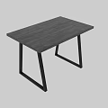 Modern Minimalist Table with Gray Wooden Tabletop and Black Metal Legs