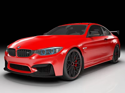 Red BMW Coupe Sports Car With Sleek Body And Black Wheels Front View 3d model
