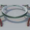 Circular Road Infrastructure Design With Green Pathways And Connecting Roads 3d model