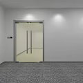 Modern Glass Double Doors With Metal Frame And Chrome Handles In Interior Space