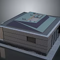 Modern Building Exterior Design With Flat Roof Gray Facade And Large Windows