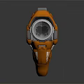Futuristic Orange Weapon with Detailed Mechanical Structure and Ergonomic Grip Design