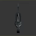 Silver Blade Sword With Red Hilt Metal Guard On Black Reflective Surface Gray Gradient Background 3d model