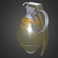 Hand Grenade With Safety Pin Yellow And Green Metallic Body Grenate Hand Text