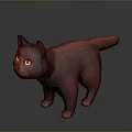 Red Cat 3D Model In Standing Pose With Gray Background And Detailed Design