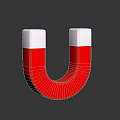 Shiny Red Metallic Horseshoe Magnet With Silver Ends On Dark Background