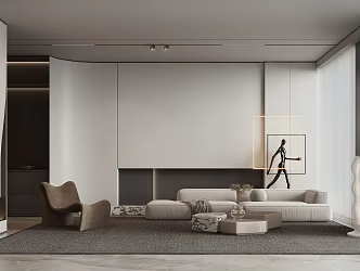 Quiet Living Room Minimalist Home Living Room 3d model