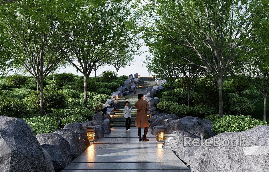 Modern Path Landscape Park Landscape Trail Climbing Trail Slab Climbing Road Climbing Road Slab Road model