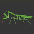 Green Metallic Mantis 3D Model With Red Antennae And Glossy Exoskeleton