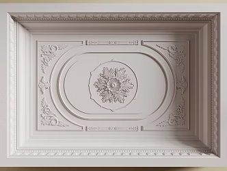 French ceiling carved plaster lines 3d model