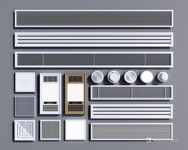 Various Types of Air Conditioner Vents with Modern Designs for Home and Office 3d model 