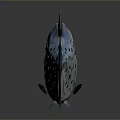 Silver Fish with Black Spots on Gray Background Shiny Reflective Surface