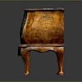 Antique Wooden Chest of Drawers With Two Drawers Metal Handles And Curved Legs