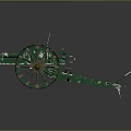 Vintage Green Wheeled Cannon Weapon With Metal Structure And Classic Design