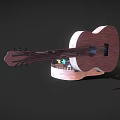 Creative Cartoon Guitar Shaped Scene With Mini Room Ladder And Colorful Lights